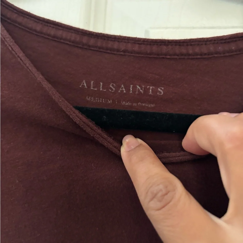 All Saints Dark Red Short Sleeve Tee - Picture 2 of 3
